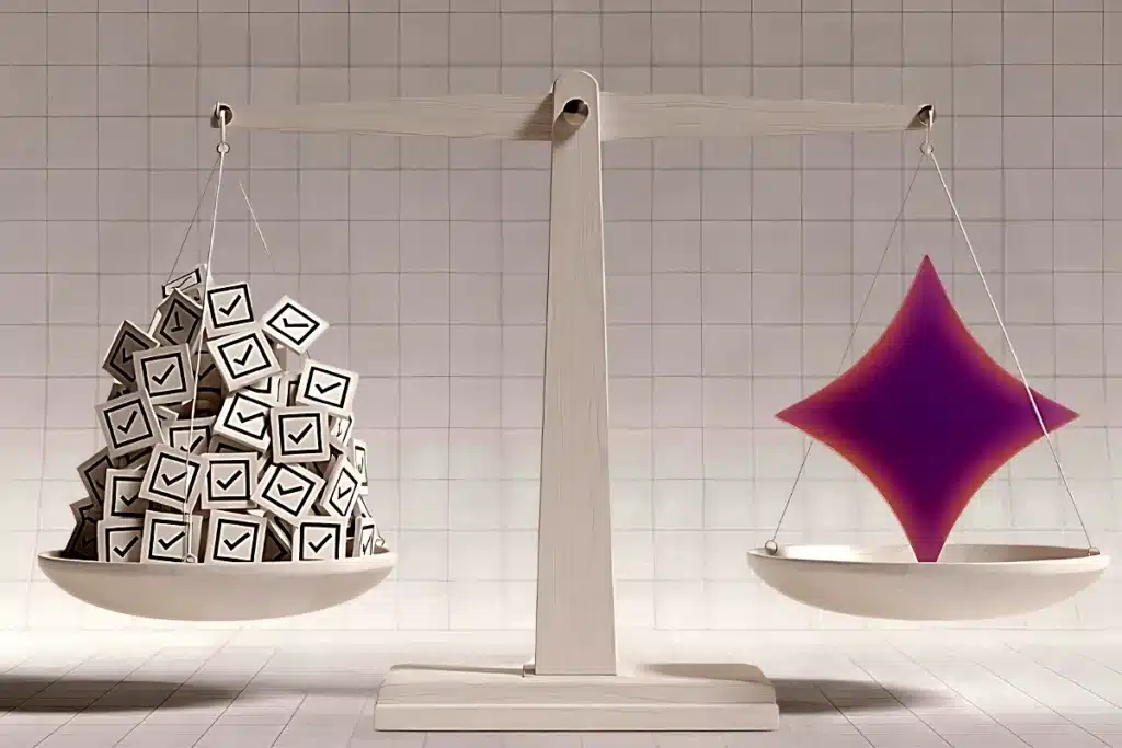 7 Métodos Práticos de Produtividade Consciente 2 balança visual comparando produtividade tradicional focada em quantidade versus produtividade consciente focada em impacto