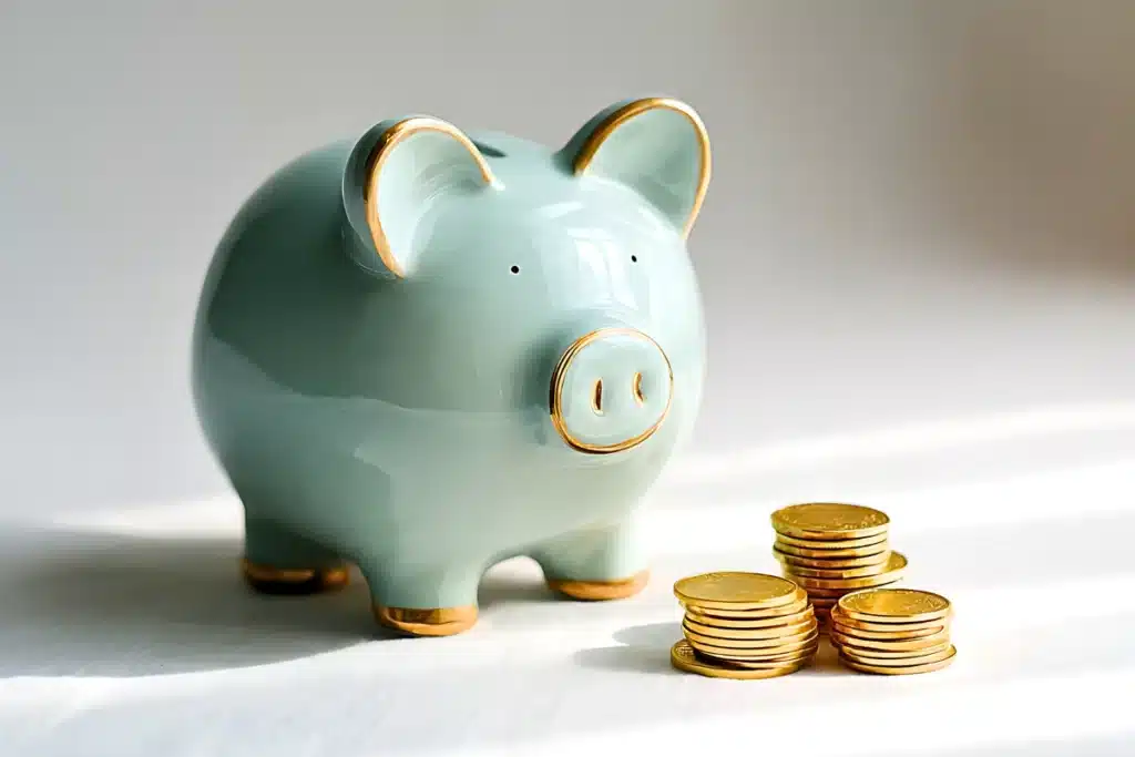 Finanças Pessoais: Guia Completo para Organizar seu Dinheiro 4 Um cofrinho em forma de porquinho representando a reserva de emergência, onde é o primeiro objetivo financeiro de qualquer planejamento sólido nas finanças pessoais.