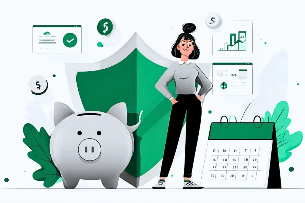 Como Sair das Dívidas, 2 Métodos: Avalanche e Bola de Neve 7 Ilustração de proteção financeira representando como evitar novas dívidas após quitação.